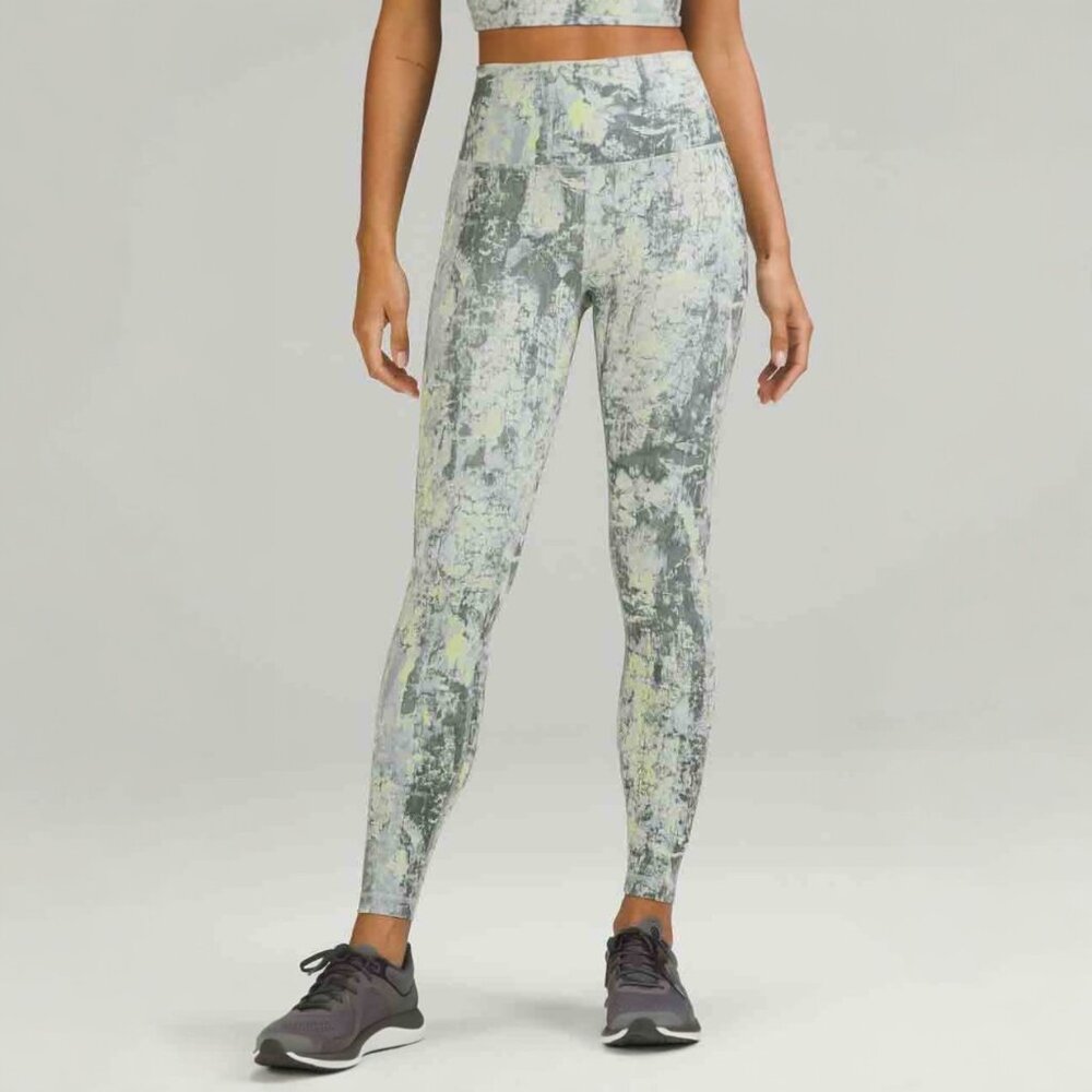 LULULEMON WUNDER TRAIN HIGH-RISE TIGHT 25" CINDER GRAIN SMOKED SPRUCE SIZE 4